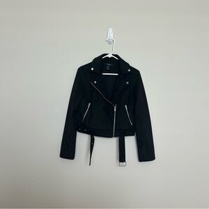 Women’s Forever 21 Black Moto Jacket, Faux Suede, Size Small